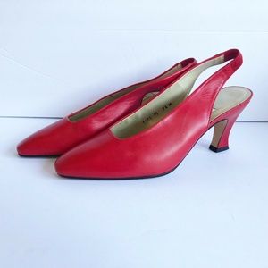 BANDOLINO 7.5M Slingback Pumps Red Leather Nice